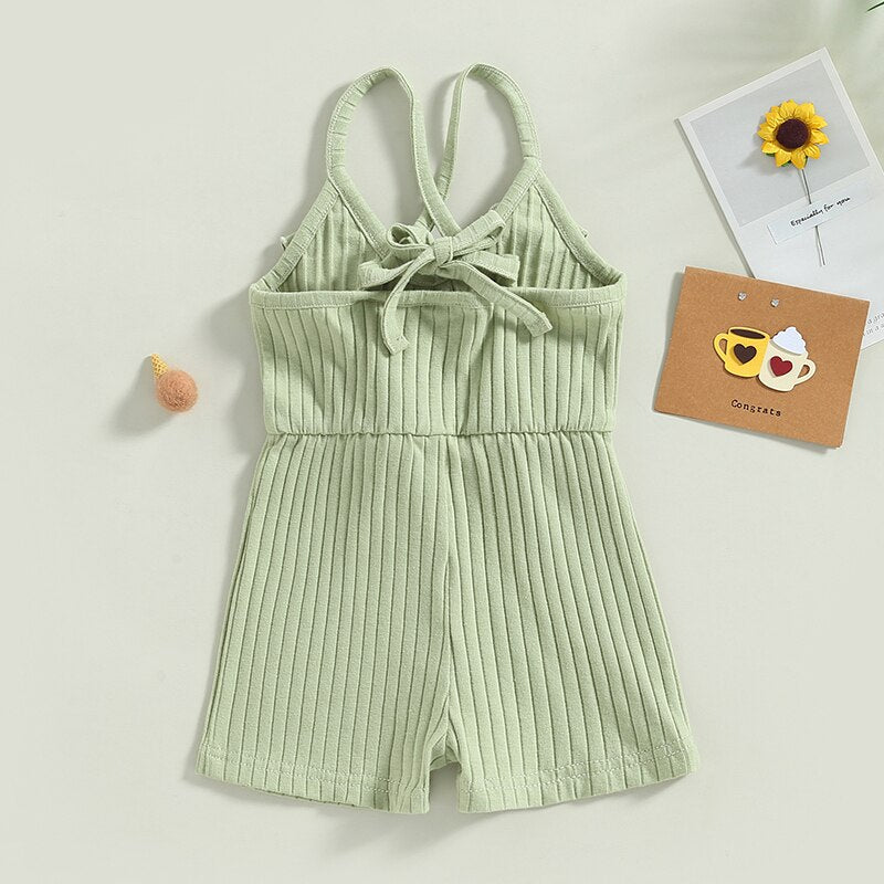 Girls Ribbed Rompers