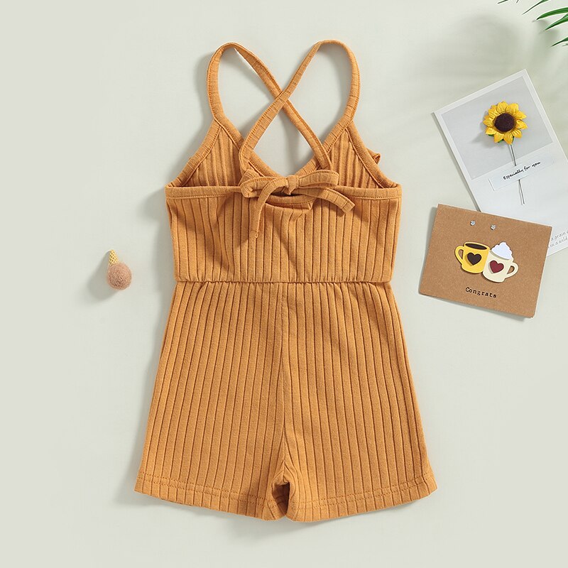 Girls Ribbed Rompers