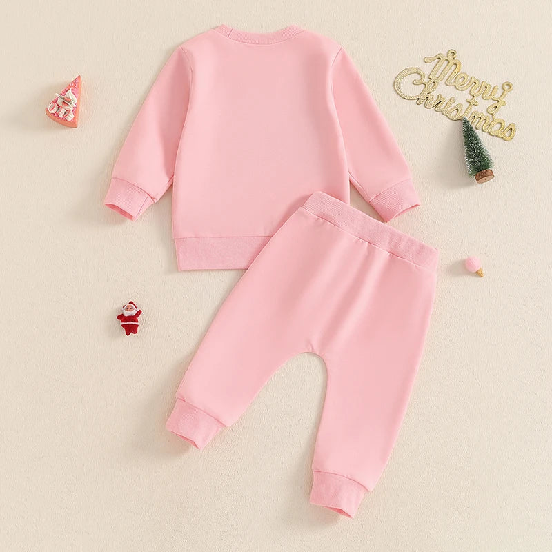 Girls Christmas Embroidery Lounge Set