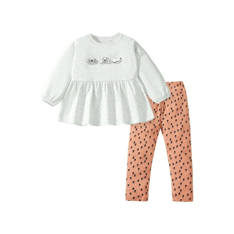 Girls Dog Cartoon Clothing Set