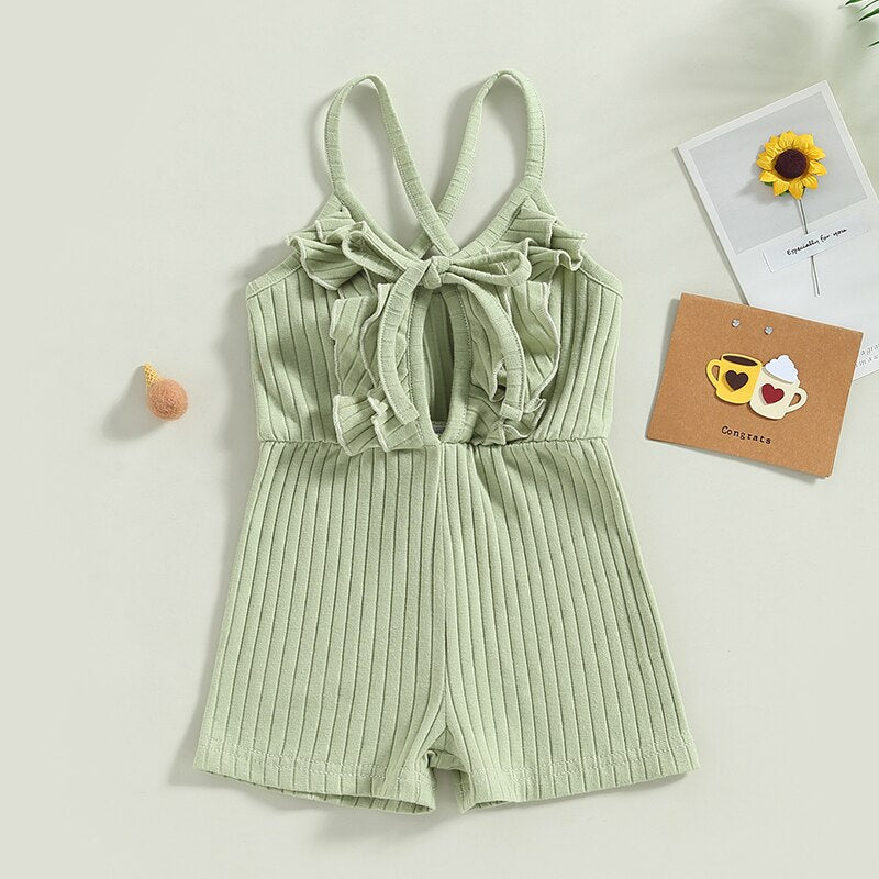 Girls Ribbed Rompers
