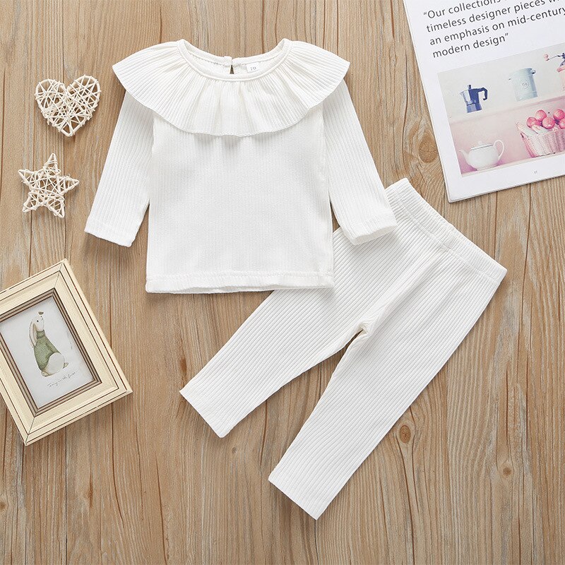 Girls Ribbed Ruffles Lounge Set