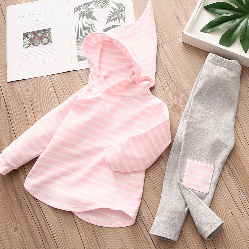 Girls Striped Lounge Set