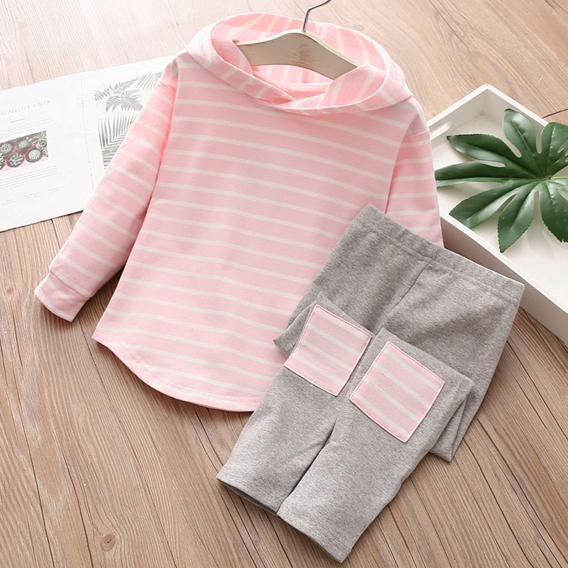 Girls Striped Lounge Set