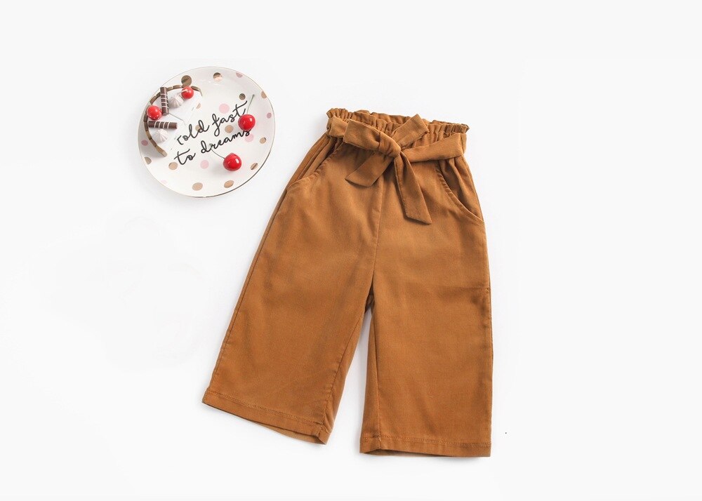 Girls Corduroy Bow Belt Trousers