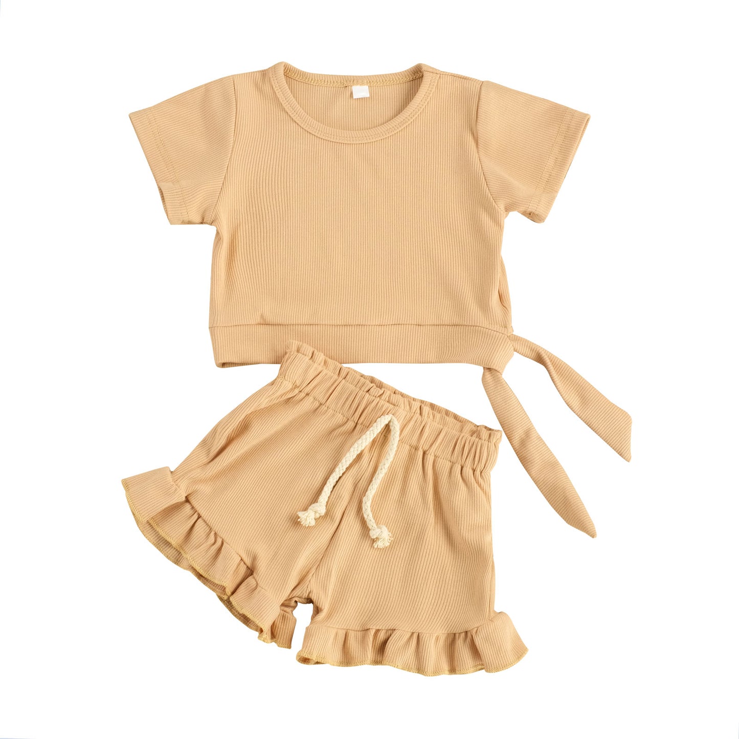 Girls 2-piece  Ribbed  Tops+Short Set