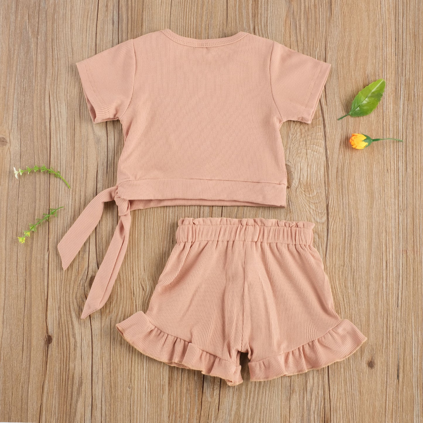 Girls 2-piece  Ribbed  Tops+Short Set