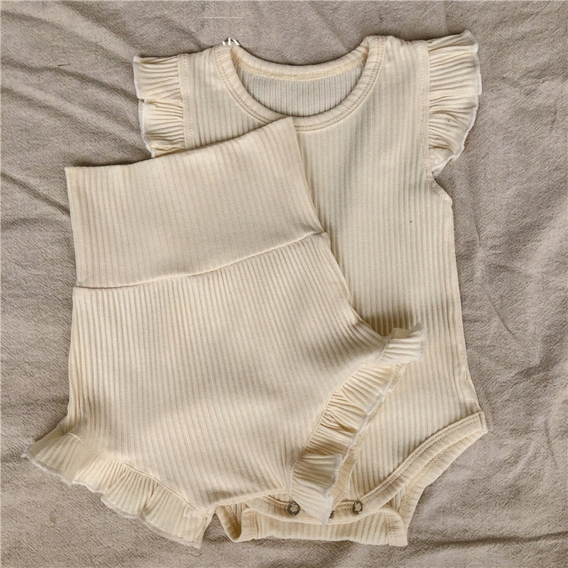 Ribbed Girls Short And Top Set