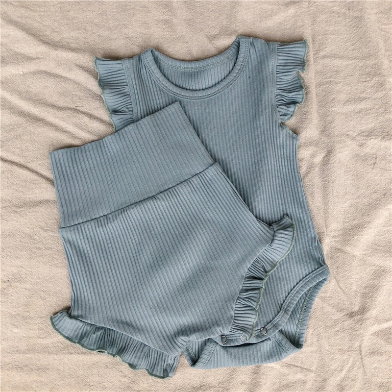 Ribbed Girls Short And Top Set