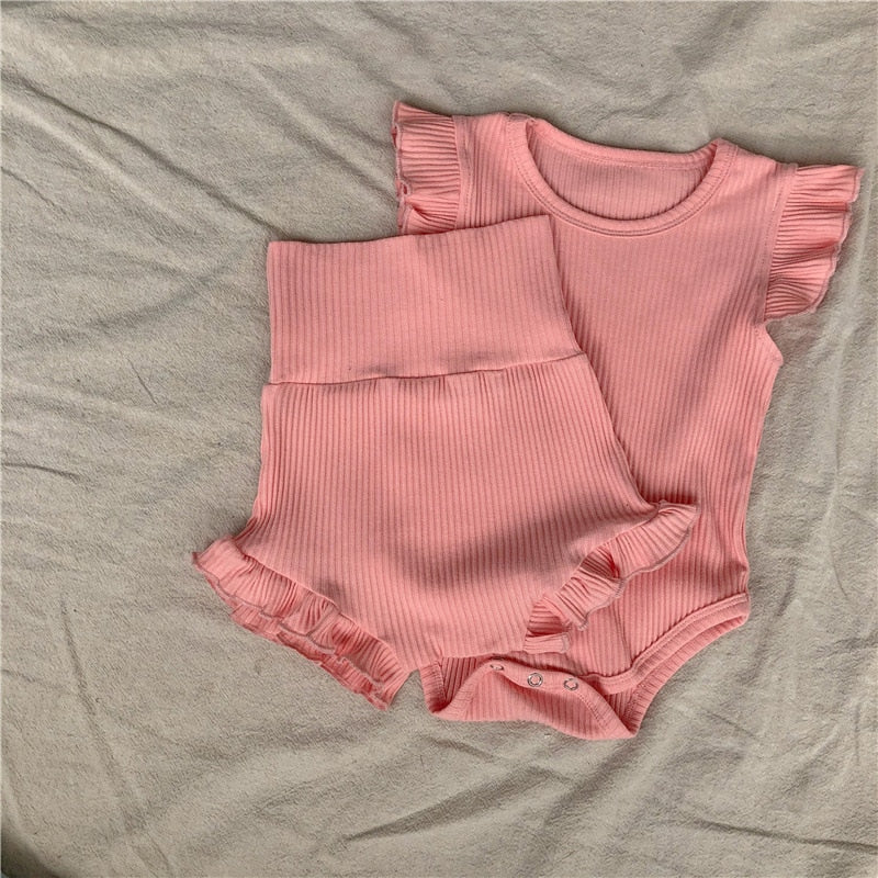 Ribbed Girls Short And Top Set