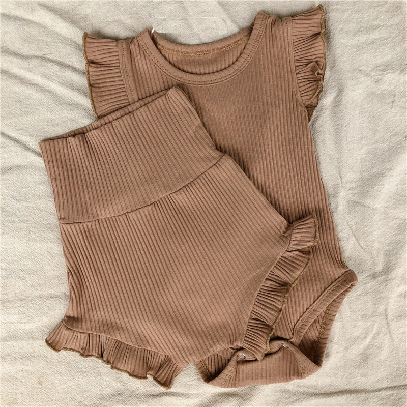 Ribbed Girls Short And Top Set