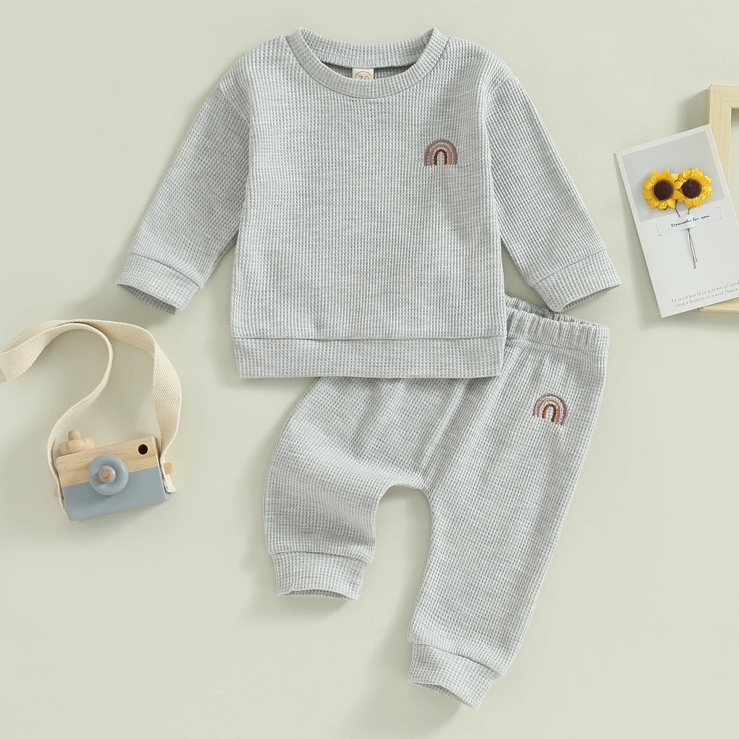 Boy Rainbow Embroidery Long Sleeve Lounge Set