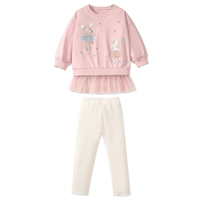 Girls Cotton Mouse Tops+Legging Set