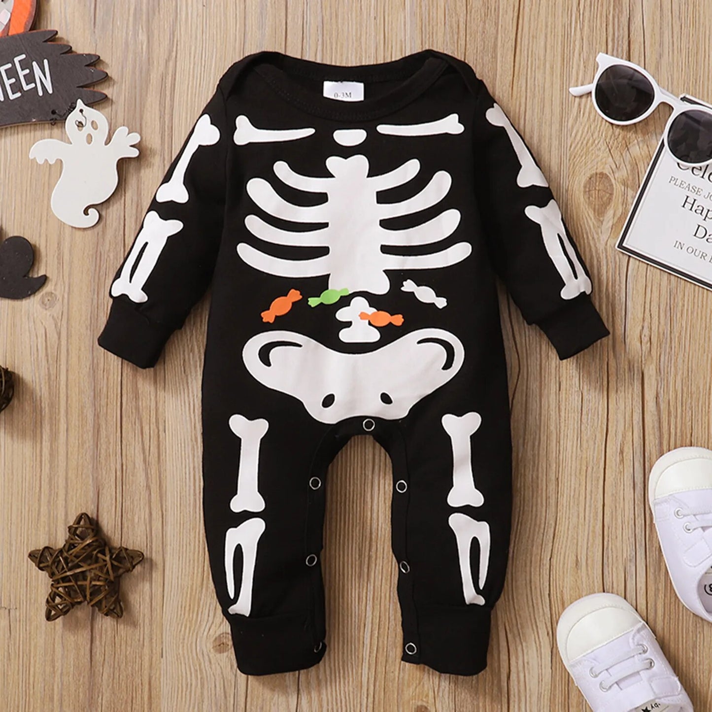 0-24 Months Skeleton Halloween Romper