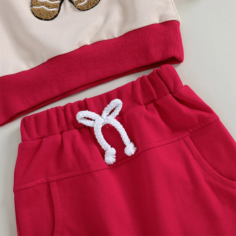 Kids Gingerbread Man Embroidery Lounge Set