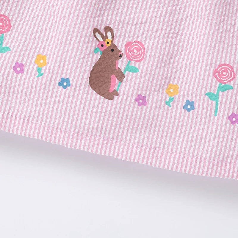 Girls Pink Rabbit Print Dress