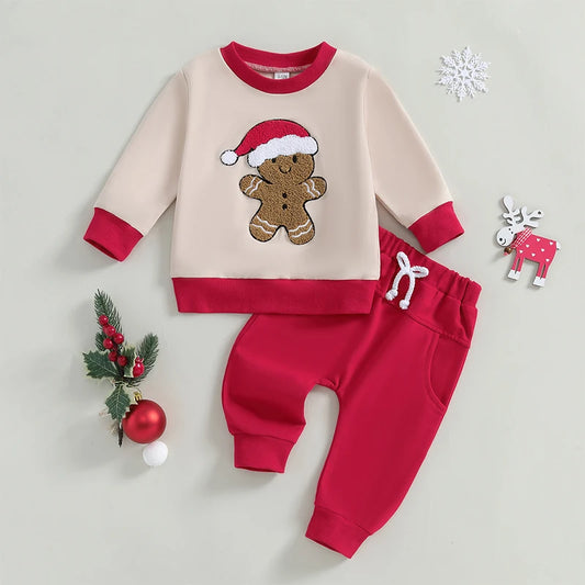 Kids Gingerbread Man Embroidery Lounge Set