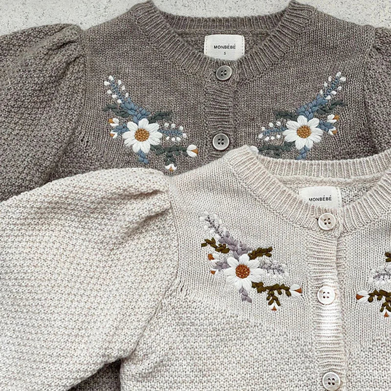 Girls Knitted Flower Cardigan