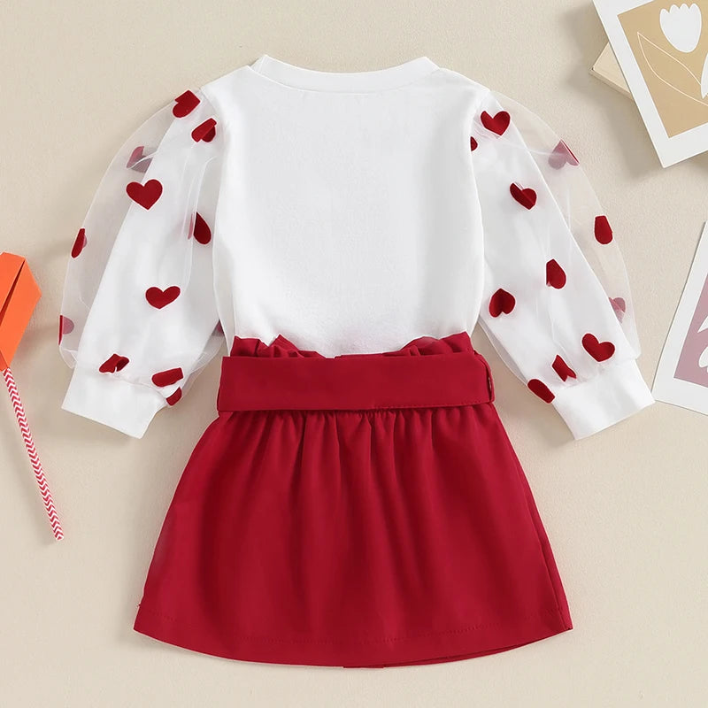 Girl Valentines Skirt And Top Set