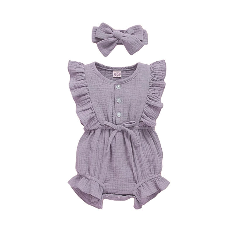 Summer Baby Girls Romper + Headband