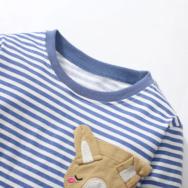 Boys Blue Stripe Bear T-shirt