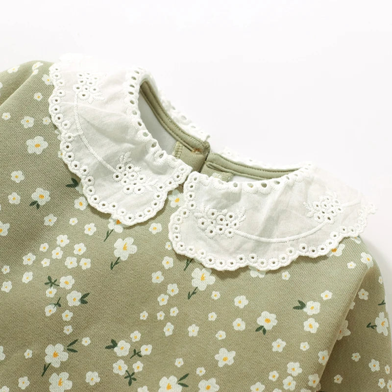 Girls Green Flower Jumper