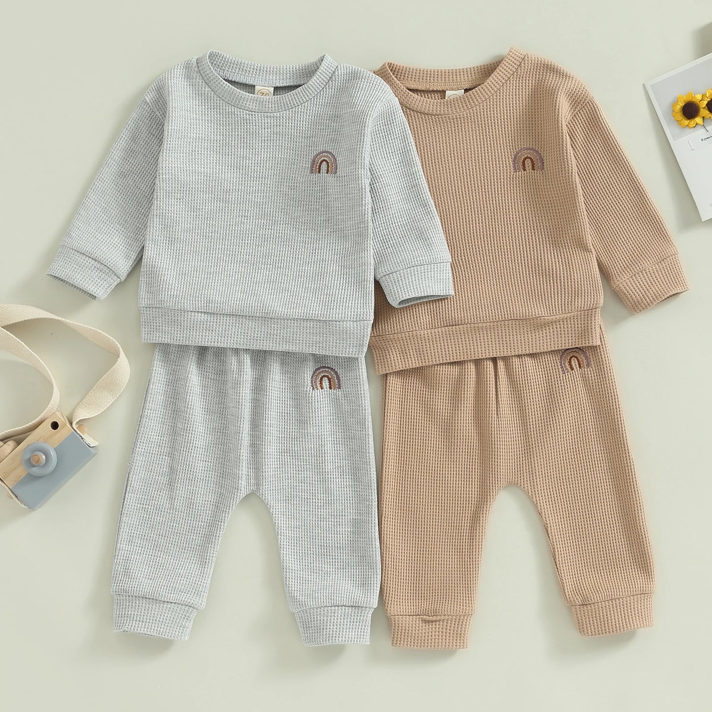 Boy Rainbow Embroidery Long Sleeve Lounge Set