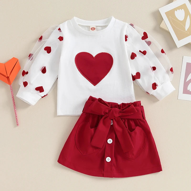 Girl Valentines Skirt And Top Set