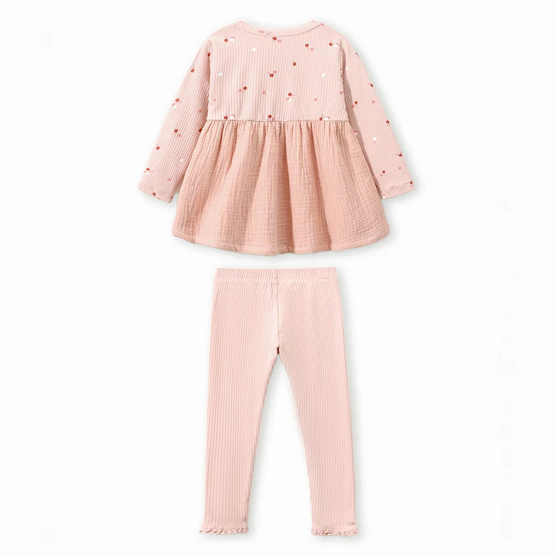 Girls Pink Top + Legging Set