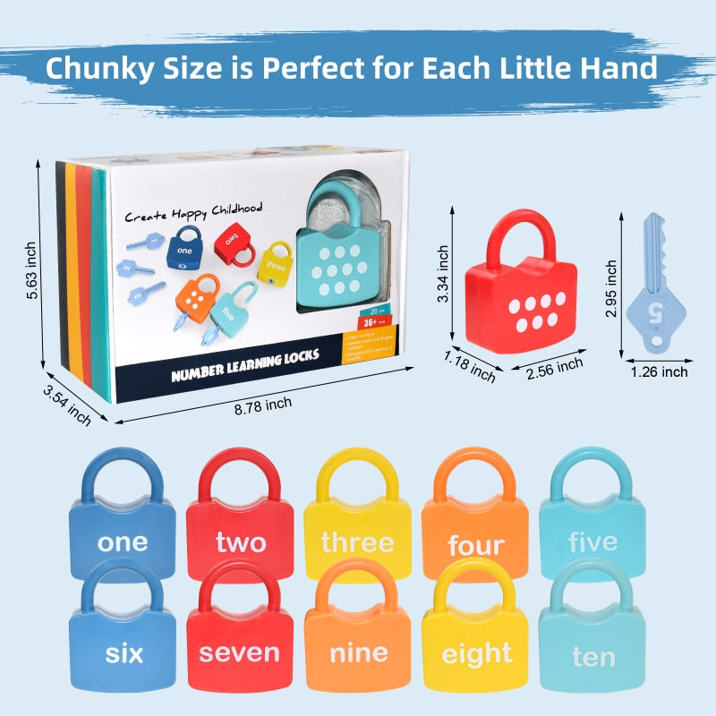 Montessori Lock Key Educational Number Matching