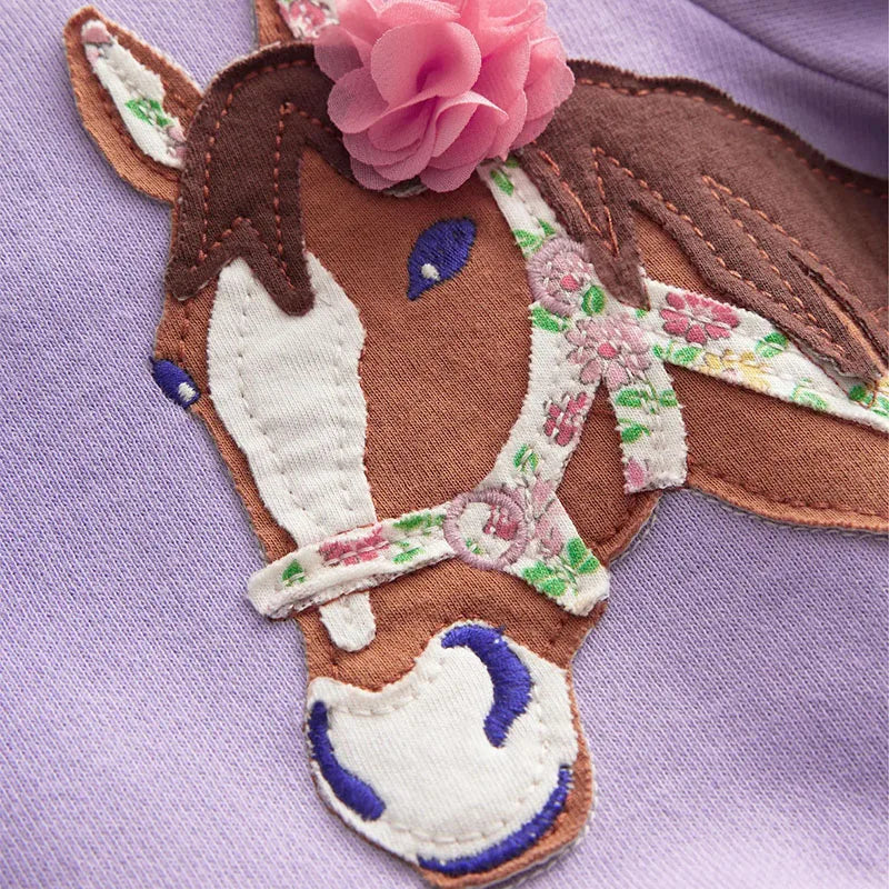 Girls Purple Horse Jumper