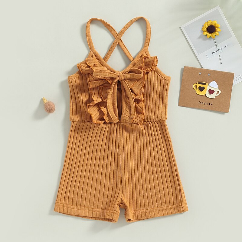 Girls Ribbed Rompers