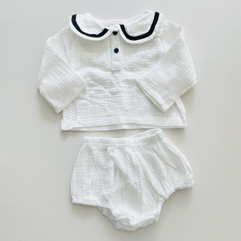 Baby Organic Cotton Long Sleeve Tops + Shorts