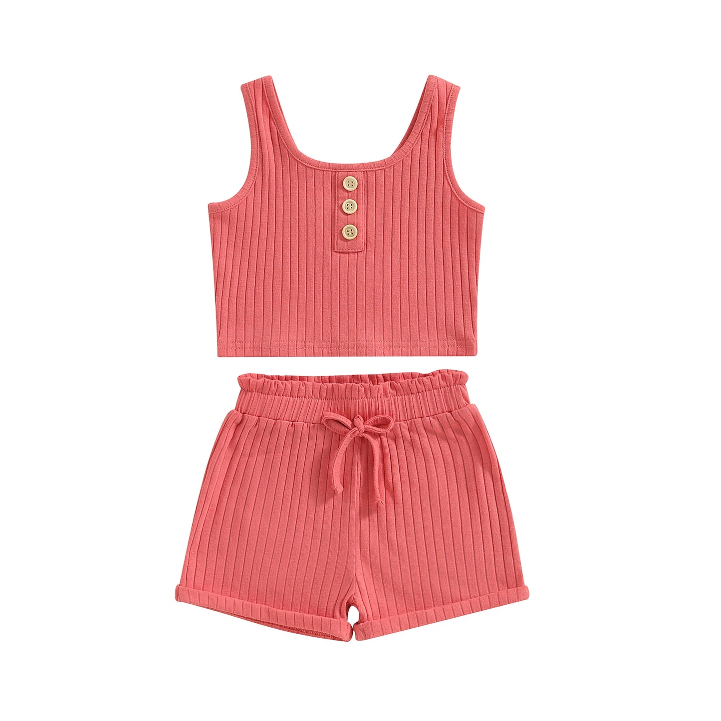 Girls Ribbed Vest and Shorts Set