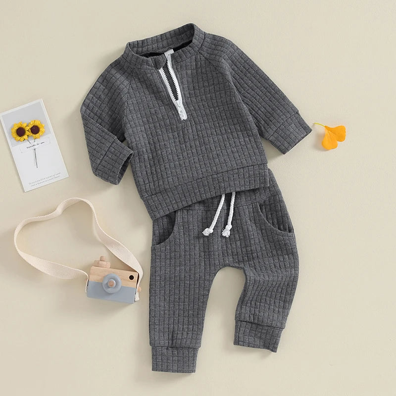 Boy Grey Casual Long Sleeve Tracksuit Set