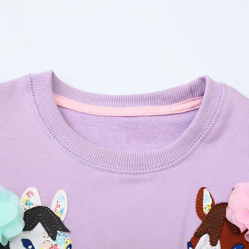 Girls Purple Horse Jumper