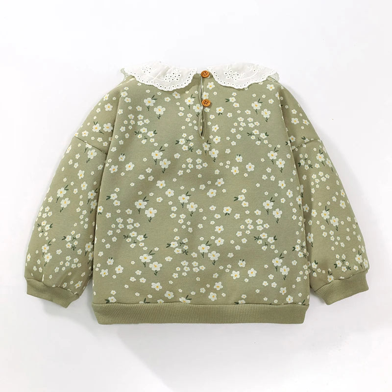 Girls Green Flower Jumper