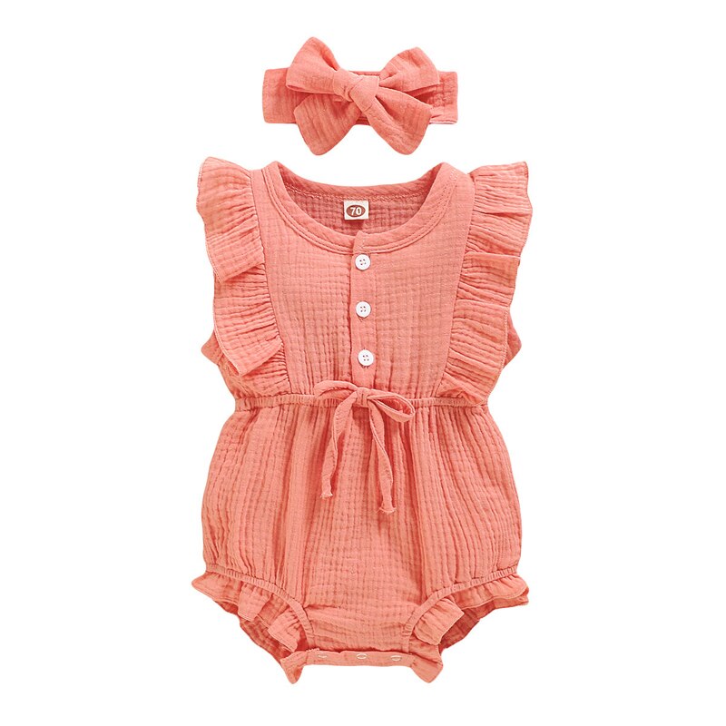 Summer Baby Girls Romper + Headband