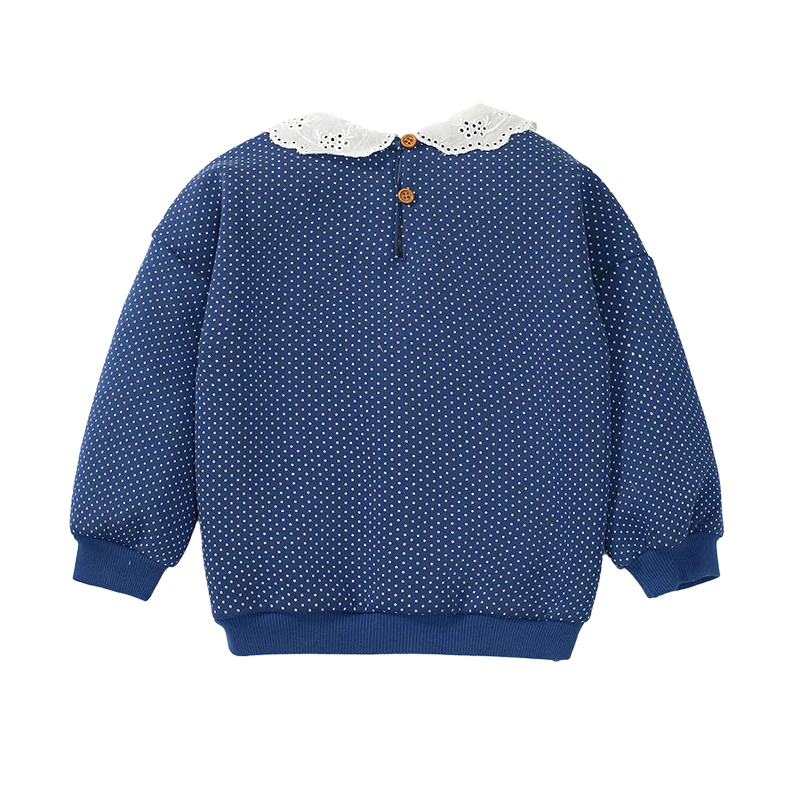 Girls Turndown Collar Blue Jumper