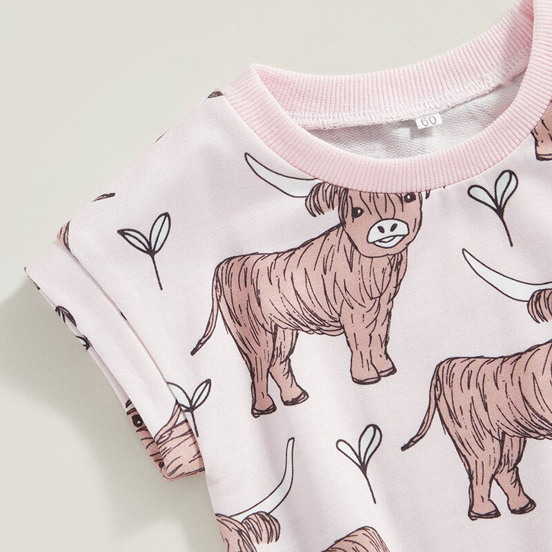 Highland cow baby romper