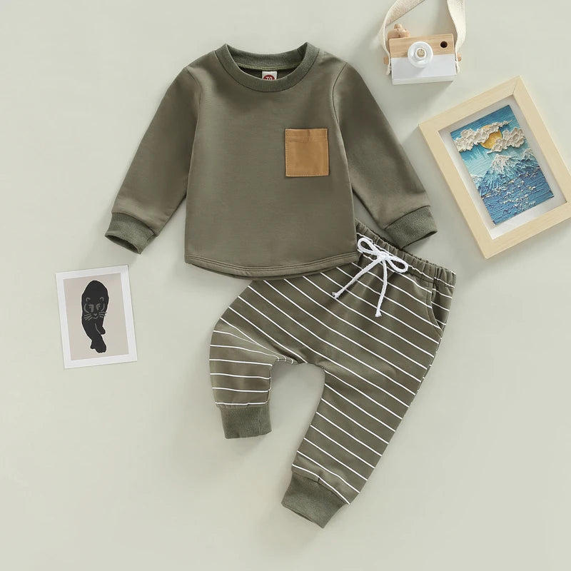 Boys Pocket Long Sleeve Lounge Set