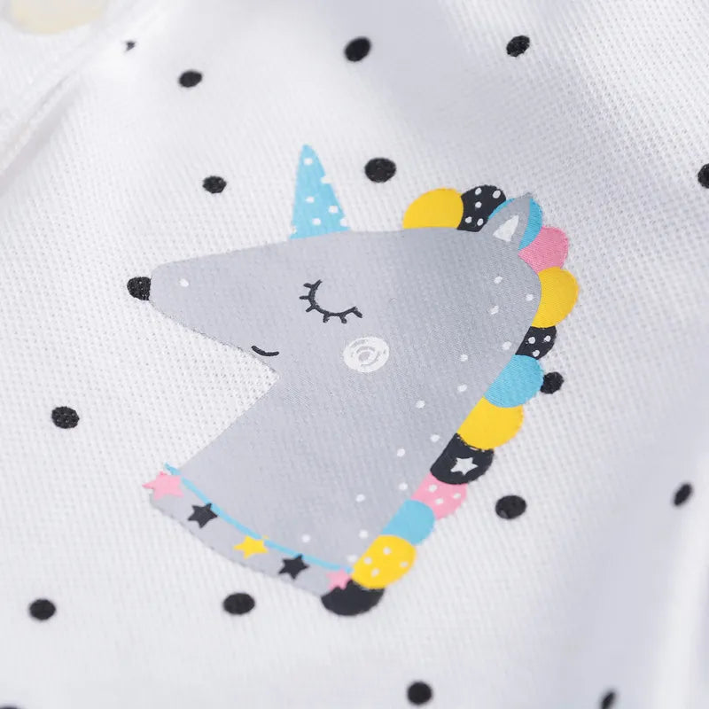 Girls White and Black Spots Polo Dress