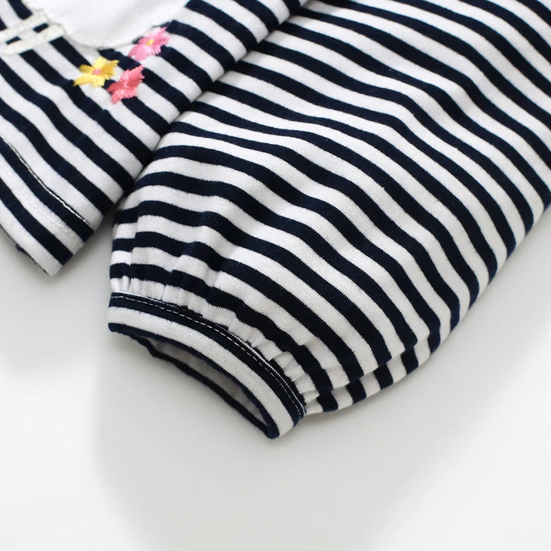 Girls Cartoon Sheep Long Sleeves Striped T-shirt