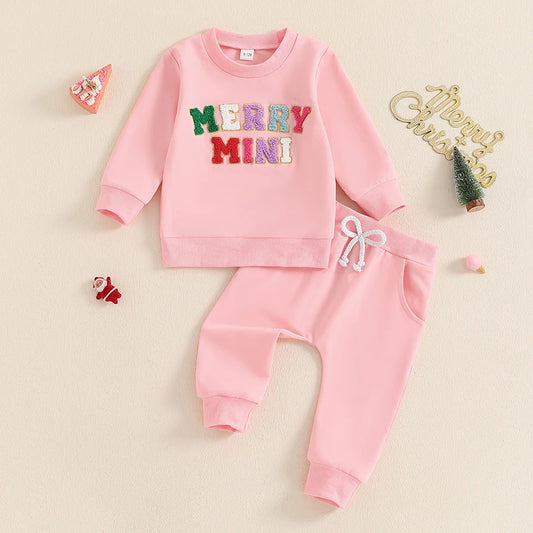 Girls Christmas Embroidery Lounge Set