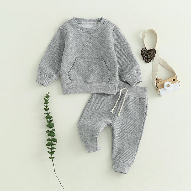 Boy Solid Colour Long Sleeve Lounge Set