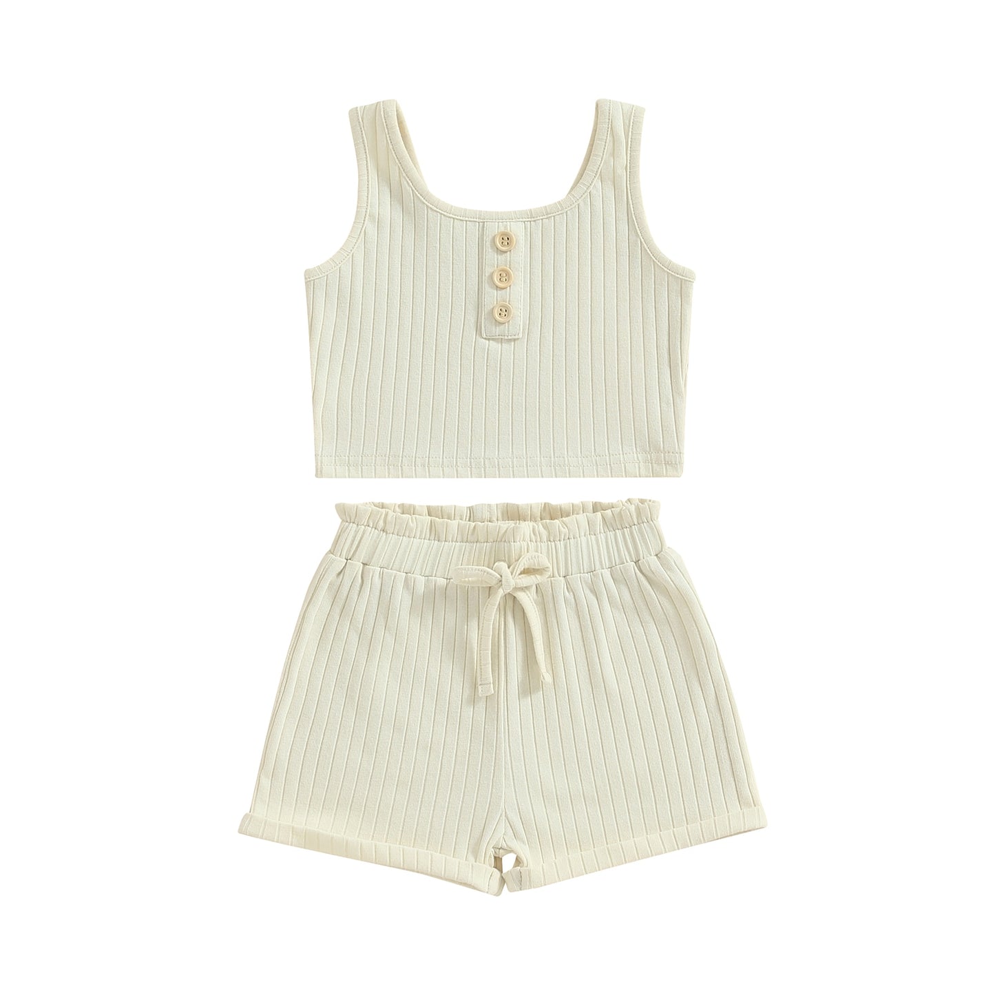 Girls Ribbed Vest and Shorts Set