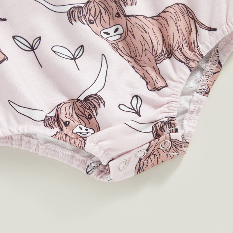 Highland cow baby romper