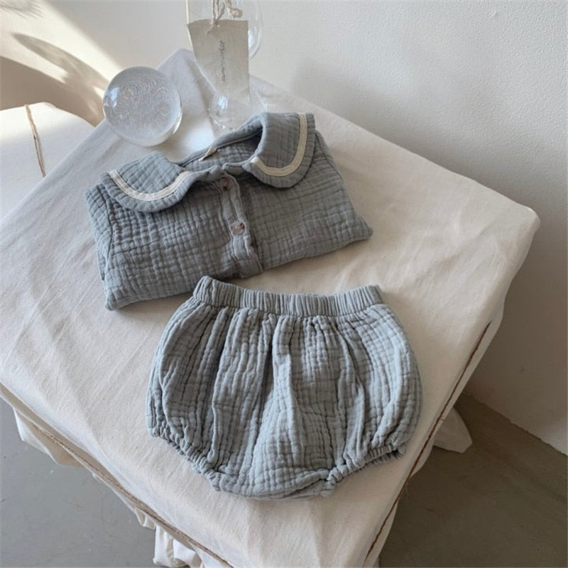 Baby Organic Cotton Long Sleeve Tops + Shorts