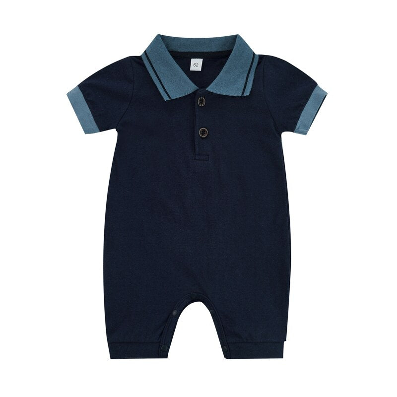 Baby Boy Lapel Short-sleeve Romper