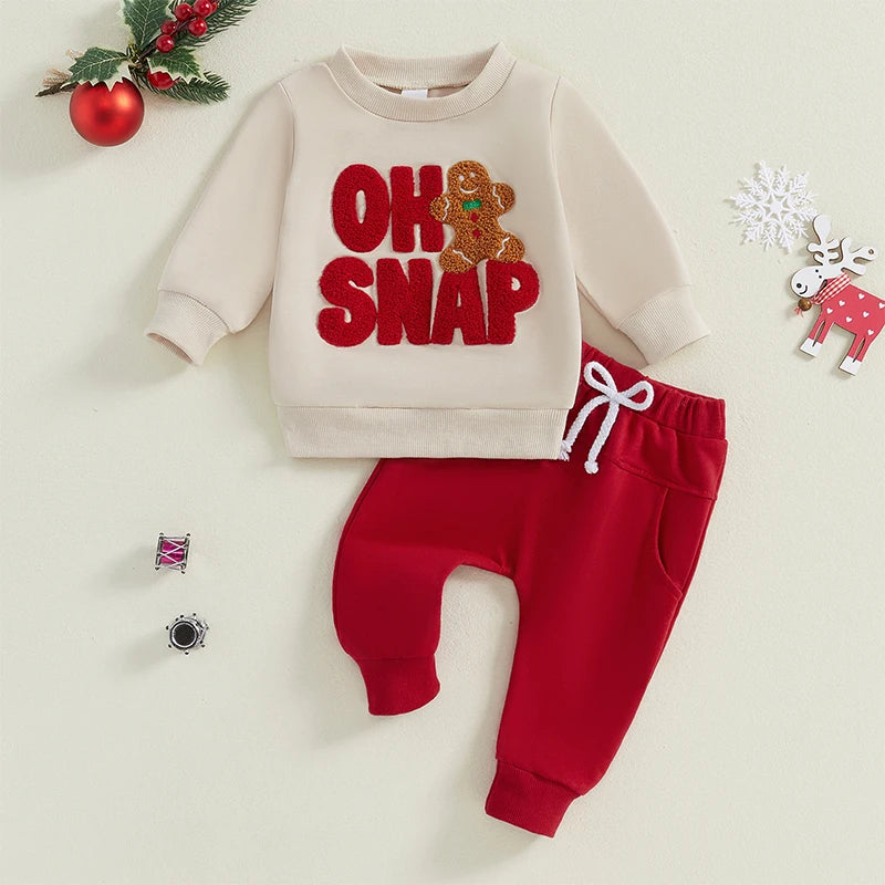 Kids Christmas Embroidery Lounge Set